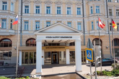 Moscow, Russia - 09.21.2015. The main entrance to  Hotel Baltschug Kempinski clipart
