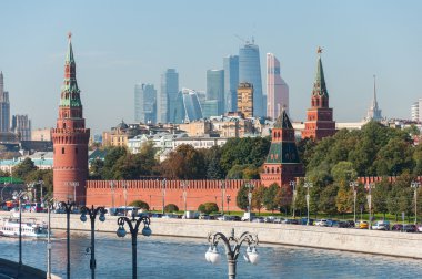 Moskova, Rusya - 21.09.2015. Moskova Kremlin ve uluslararası iş Moskova-Sehir Merkezi