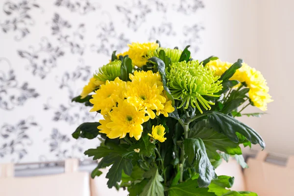 노란색과 녹색 국화 꽃다발 — 스톡 사진