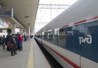 Moscow, Rusya Federasyonu-01.11.2015. Kursky istasyonunda yüksek hızlı tren