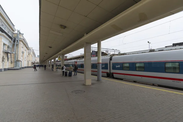 モスクワ, ロシア連邦-01.11.2015。クールスカヤ駅駅で高速鉄道 — ストック写真