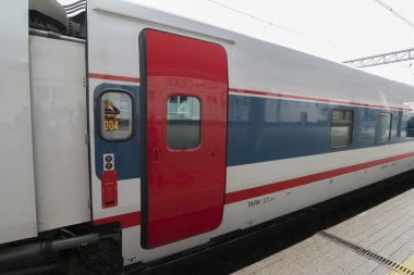 Moscow, Rusya Federasyonu-01.11.2015. Yüksek hızlı tren Strizh Kursky istasyonu