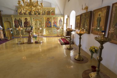 Suzdal, Rusya Federasyonu-06.11.2015. Suzdal, Rusya Federasyonu-06.11.2015. İkonostasisin Zachatievsky kilisede. Altın yüzük seyahat