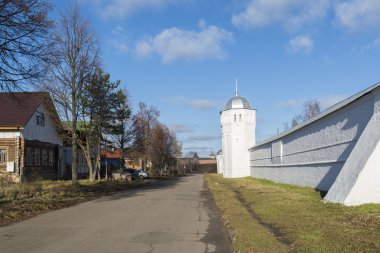 Suzdal, Rusya Federasyonu-06.11.2015. Eski sokak Pokrovskaya. Rusya seyahat altın yüzük