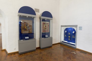 Suzdal, Rusya Federasyonu-06.11.2015. Suzdal manastırda St. Euthymius Rus simgeleri Sergisi. Rusya seyahat altın yüzük