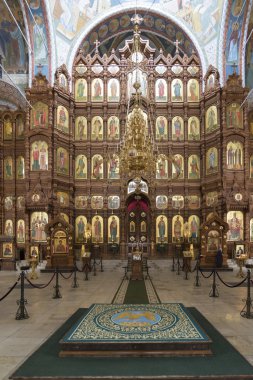 Nizhny Novgorod, Rusya - 03.11.2015. İkonostasisin Cathedral St. Alexander Nevsky .19th yüzyıl itibariyle