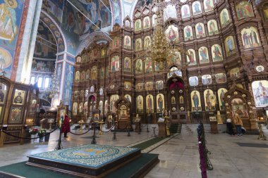 Nizhny Novgorod, Rusya - 03.11.2015. Cathedral St. Alexander Nevsky iç. 19. yüzyıl