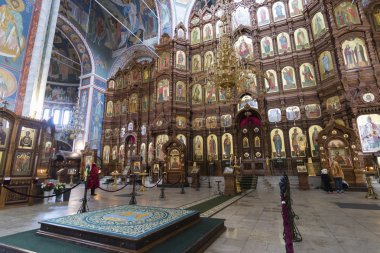 Nizhny Novgorod, Russia - 03.11.2015. The interior of Cathedral  St. Alexander Nevsky. 19th century clipart