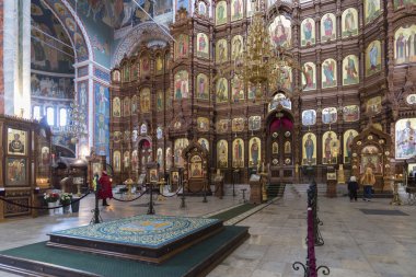 Nizhny Novgorod, Russia - 03.11.2015. The interior of Cathedral  St. Alexander Nevsky.19th century clipart
