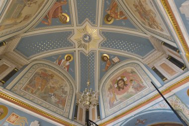 Cathedral St. Alexander Nevsky Nijniy Novgorod, Rusya tonozlu tavan ile iç. 19. yüzyıl