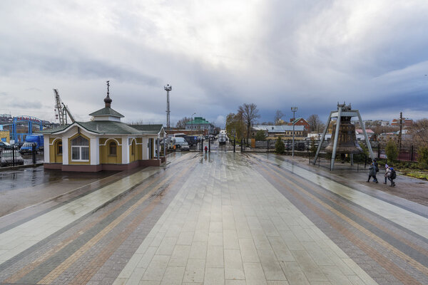 Nizhny Novgorod, Russia - 03.11.2015.    Area before the Cathedral  St. Alexander Nevsky. 19th century