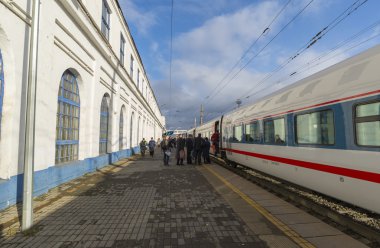 Vladimir, Rusya Federasyonu-05.11.2015. Yüksek hızlı tren Strizh tren istasyonu