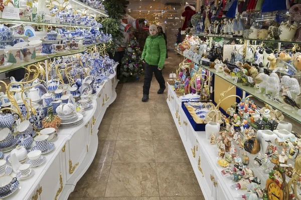 Moscow, Russia - January 10 2015. The interior of  souvenir shop in  shopping center at Central Childrens Store