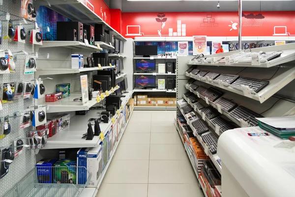 Moscow, Russia - February 02. 2016. Interior Eldorado, large chain stores selling electronics — Stock Photo, Image