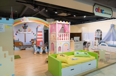 Khimki, Rusya Federasyonu - 13 Şubat. 2016. Grand mobilya alışveriş, en büyük özel mağazaları çocuk odası mobilyaları.