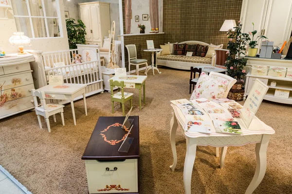 Khimki, Russia - February 13. 2016. Children's furniture in Grand Furniture shopping,  largest specialty shop. — Stock Photo, Image