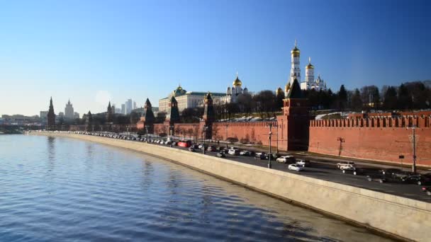 Vista del Kremlin de Moscú Desde Río, Rusia — Vídeo de stock