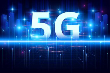 Soyut 5G kavramsal bilgi teknolojileri arkaplan illüstrasyonu
