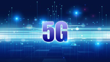 Soyut 5G kavramsal bilgi teknolojileri arkaplan illüstrasyonu