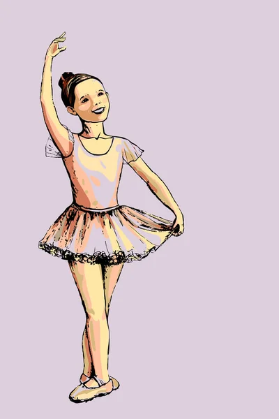 Dibujo Mano Una Pequeña Bailarina Tutú Ballet Eps — Vector de stock