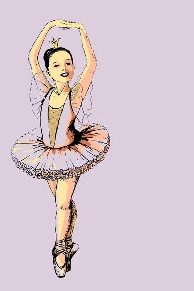 Handzeichnung Einer Kleinen Ballerina Balletttutu Eps — Stockvektor