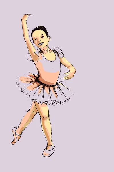 Handzeichnung Einer Kleinen Ballerina Balletttutu Eps — Stockvektor