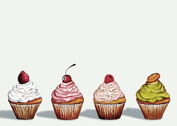 Cuatro cupcakes —  Fotos de Stock