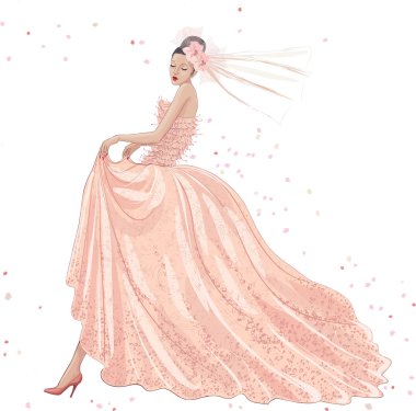 Gelin pembe elbiseli
