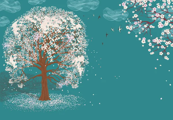 Árbol en flor — Vector de stock