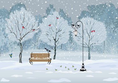 Birds in the park clipart