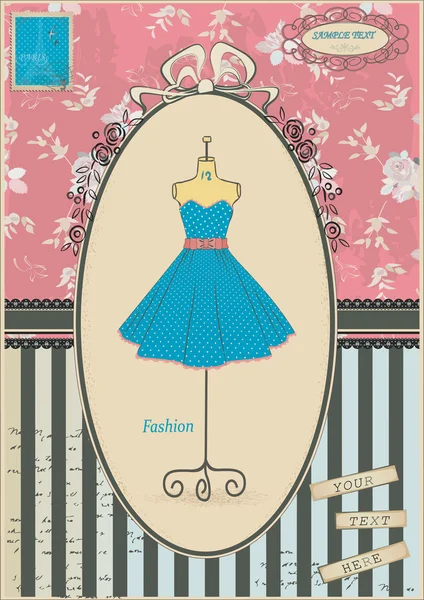 Elbise ile eski kartı — Stok Vektör