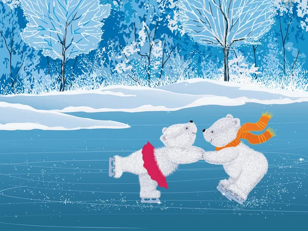 Beyaz kabarık patenciler çifti