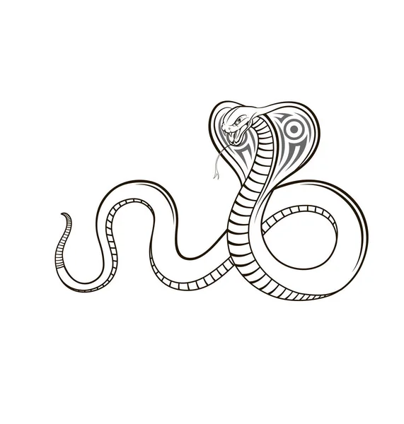 Ilustração Vetorial Estilizada Uma Cobra Cobra Forma Uma Tatuagem Trivial — Vetor de Stock