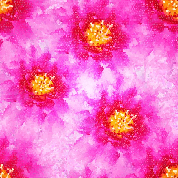 Patrón sin costuras con flores brillantes abstractas. Efecto semitono. Vector, EPS 10 — Archivo Imágenes Vectoriales