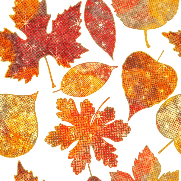 Bezešvé vzor s podzimním listím. Vektorové ilustrace, Eps10. — Stockový vektor