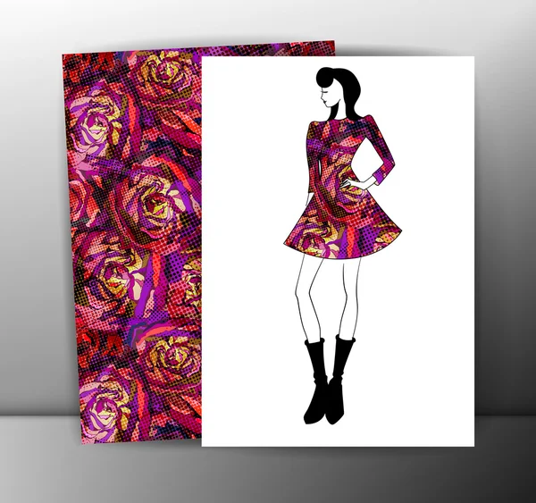 Mujeres de moda en estilo de boceto. Tarjeta de felicitación con chica abstracta. Perfecto para cualquier otro tipo de diseño. Ilustración vectorial, EPS10 . — Vector de stock