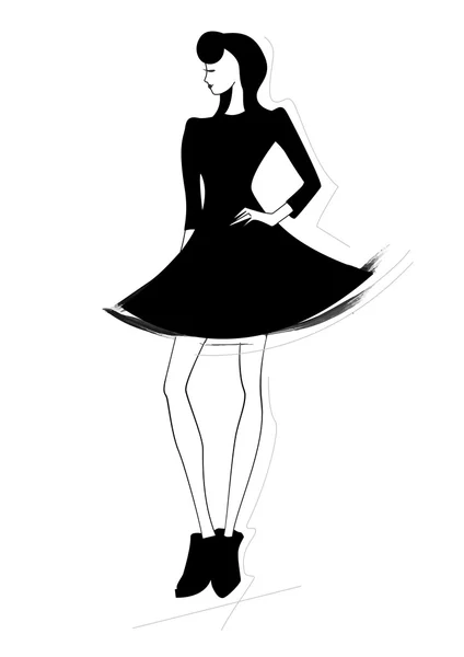 Hermosas mujeres de moda en estilo de boceto. Ilustración vectorial . — Vector de stock