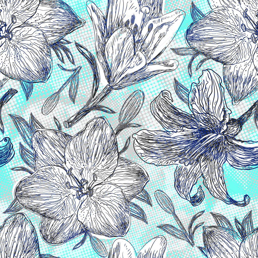 Dessin Sans Soudure Lily Fleurs Fond Décran Vector Eps10