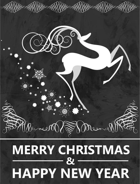 Merry Christmas Greeting Card with deer. Vector illustration in retro style, EPS10. — Wektor stockowy