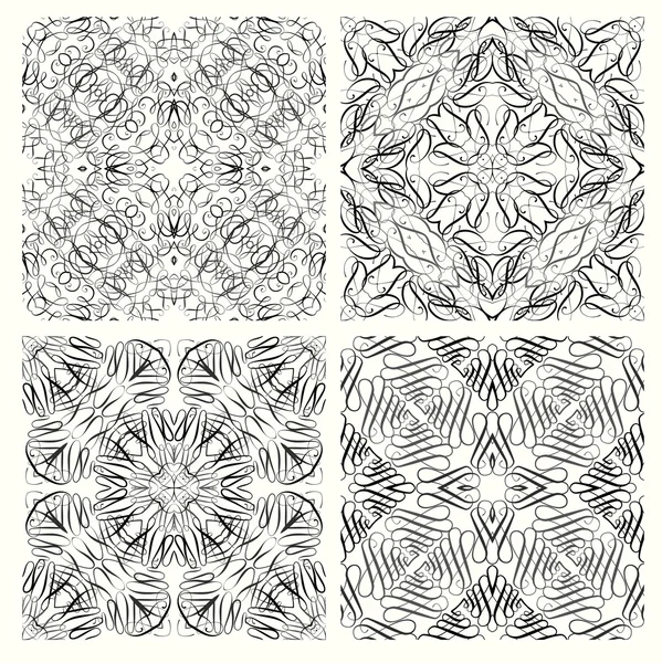 Ensemble de motifs sans couture dans un style rétro. Textures vectorielles de calligraphie vintage . — Image vectorielle