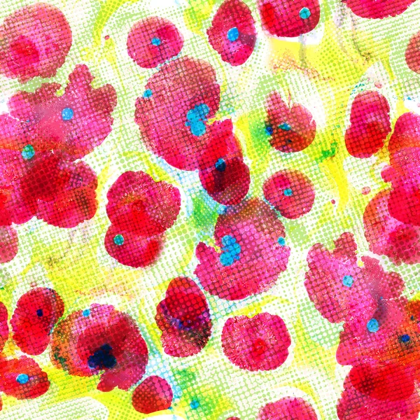 Seamless pattern with red watercolor poppies. Vector illustration, EPS10 — ストックベクタ