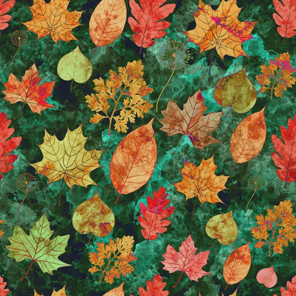 Seamless pattern with colored autumn leaves. Vector, EPS10. — Stock Vector