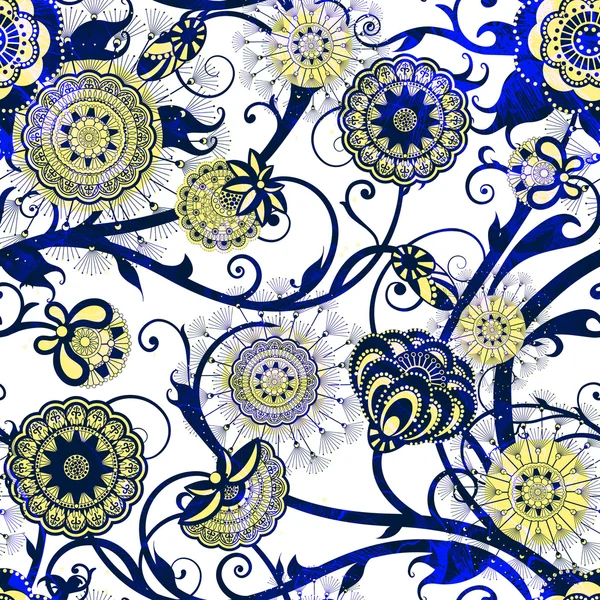 Padrão sem costura abstrato com flores. Vector, EPS10 — Vetor de Stock