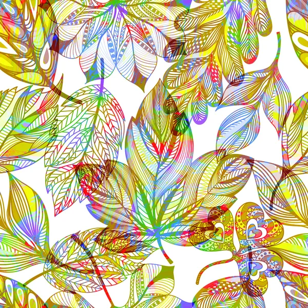 Modèle sans couture avec des feuilles colorées. Vecteur, EPS10 . — Image vectorielle