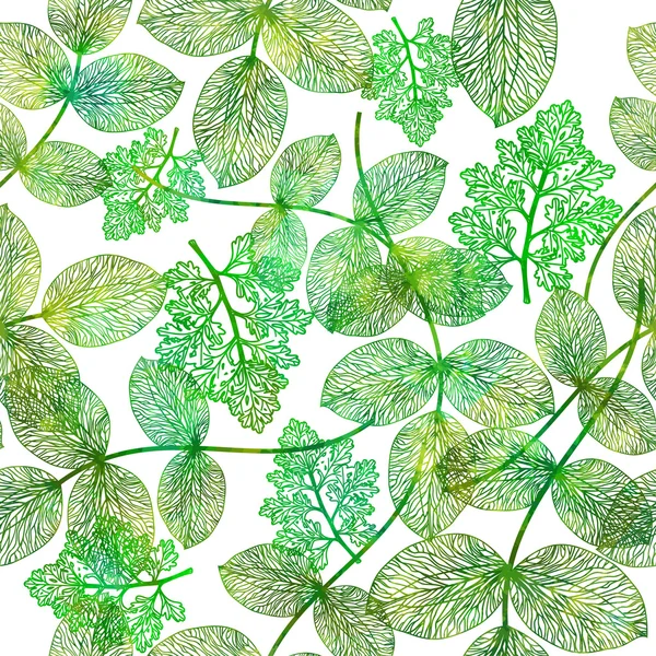 Seamless pattern with green leaves. Vector, EPS10. — Stock Vector