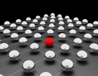 Küre kırmızı gri diğerleri arasında: Ağ ve Internet kavramı
