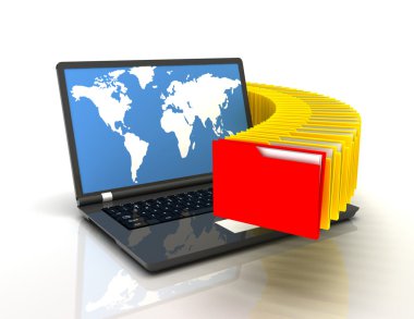 klasörleri laptop.information konsepti ile 3D çizimi