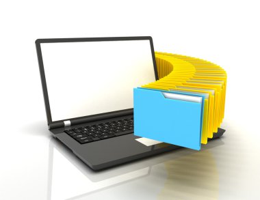 klasörleri laptop.information konsepti ile 3D çizimi
