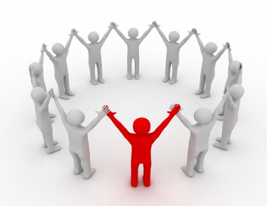 3D liderlik ve takım kavramı.