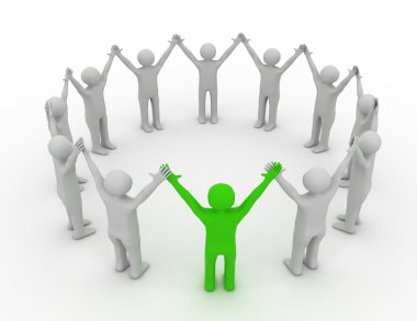 3D liderlik ve takım kavramı.